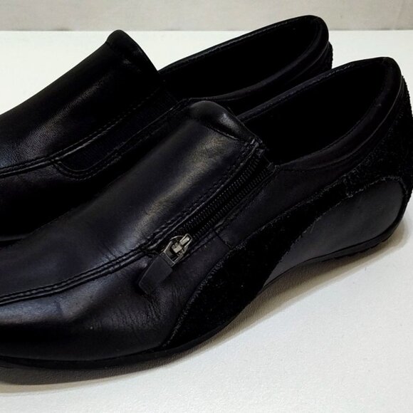 Jasmin Alaina Slip-On Loafer Leather Upper Side Zipper Accent Suede Trim Size 8M - Picture 7 of 9